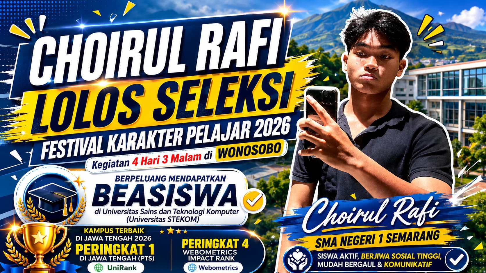 Choirul Rafi Lolos Festival Karakter Pelajar 2026, Tunjukkan Prestasi dan Karakter Unggul