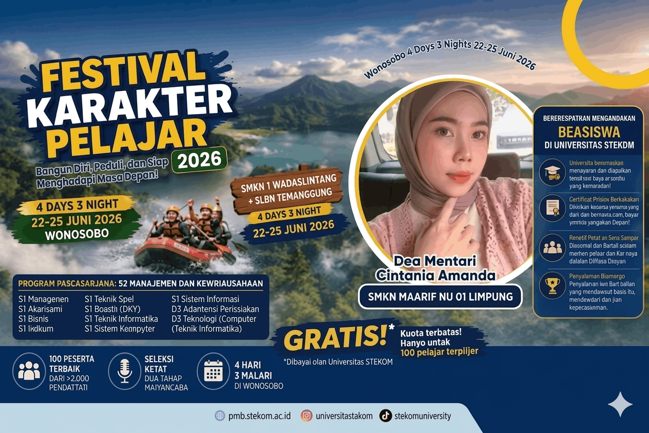 Membanggakan, Dea Mentari Cintania Amanda Lolos Festival Karakter Pelajar 2026 Universitas STEKOM