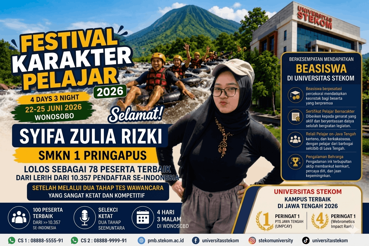Syifa Zulia Rizki dari SMK Negeri 1 Pringapus Berhasil Menembus Seleksi Festival Karakter Pelajar 2026 Universitas STEKOM