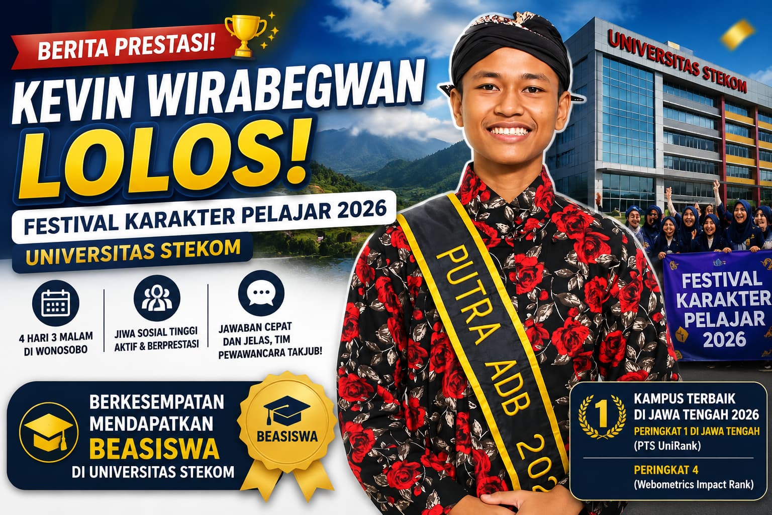 Pelajar Berprestasi SMKN 1 Adiwerna, Kevin Wirabegawan, Siap Ikuti Festival Karakter Pelajar 2026