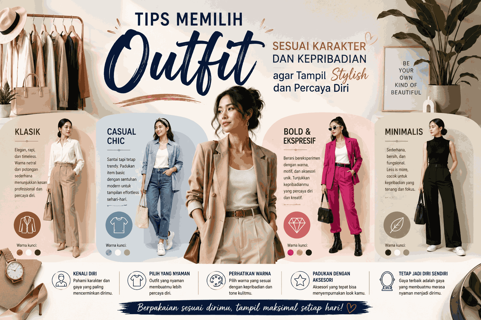 Tips Memilih Outfit Sesuai Karakter dan Kepribadian agar Tampil Stylish dan Percaya Diri