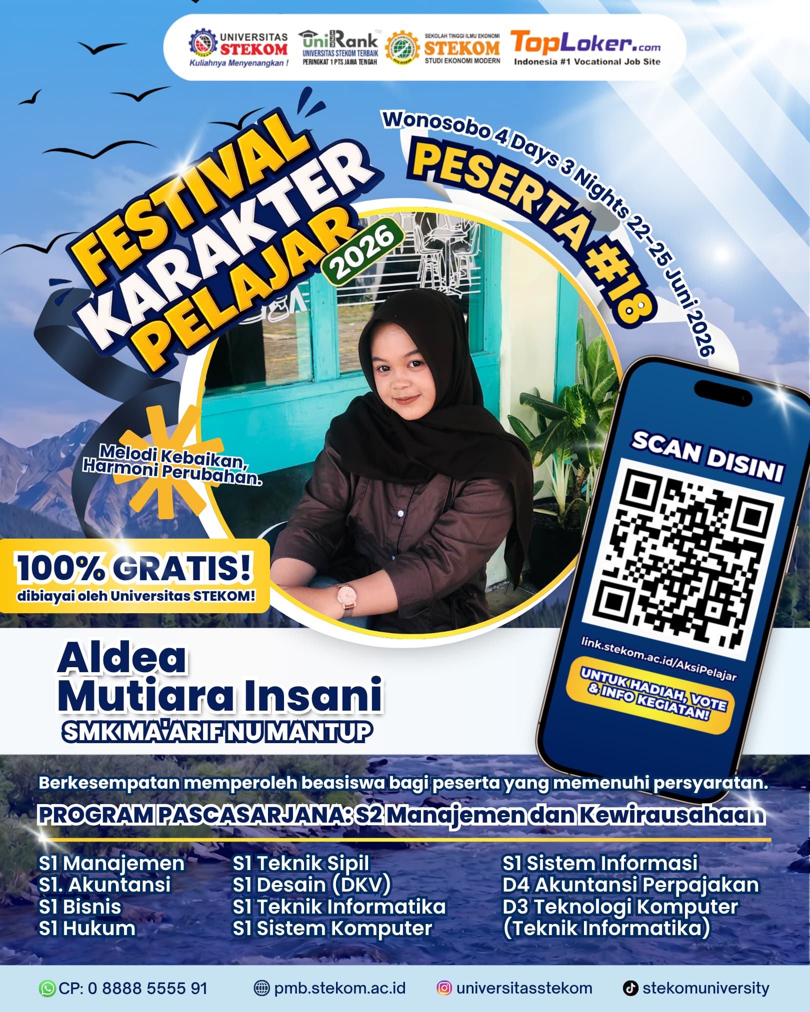 Dari Mantup Menuju Wonosobo: Aldea Mutiara Insani Buktikan Karakter Unggul di Festival Karakter Pelajar 2026
