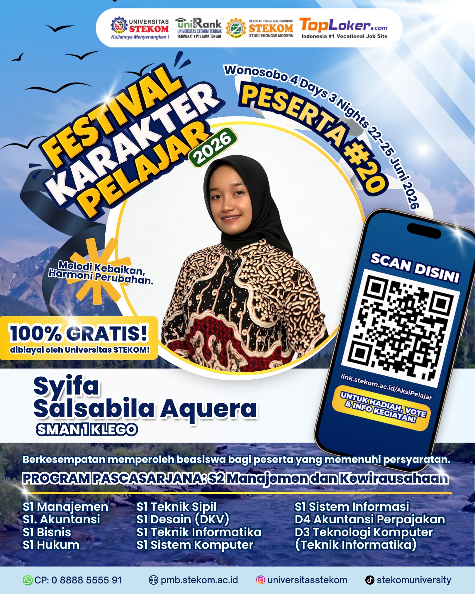 Syifa Salsabila Aquera Lolos Festival Karakter Pelajar 2026, Tunjukkan Karakter Unggul dan Kemampuan Komunikasi yang Menginspirasi