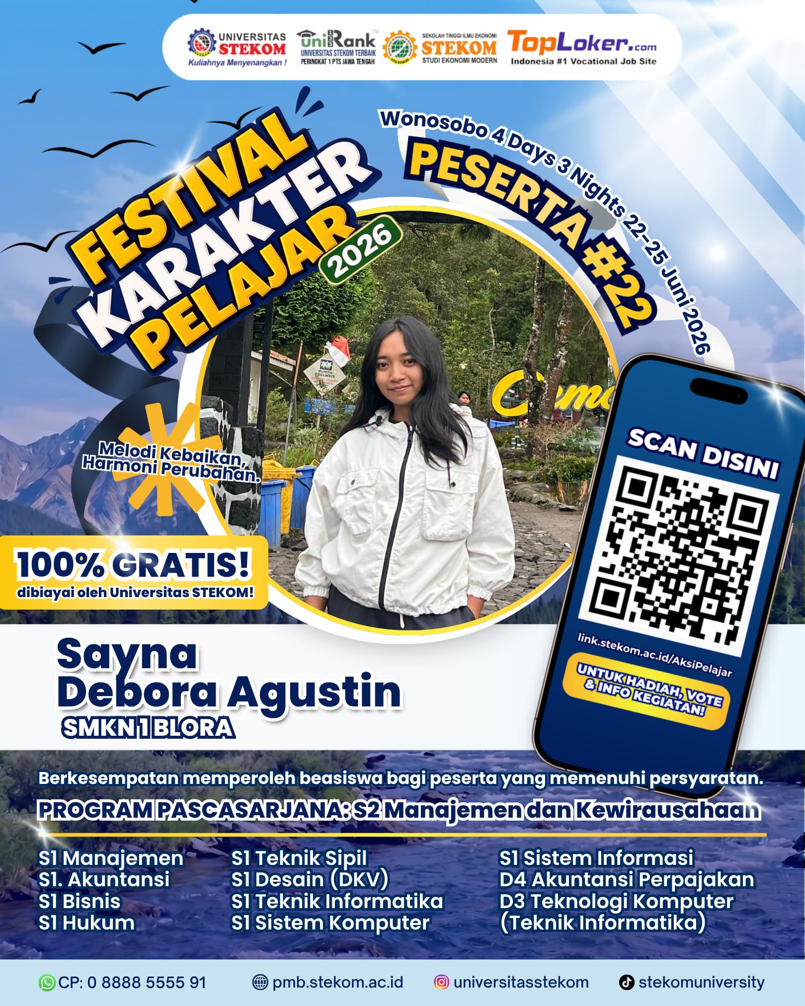 Sayna Debora Agustin Tunjukkan Kualitas Kepemimpinan dan Karakter Unggul, Lolos Festival Karakter Pelajar 2026