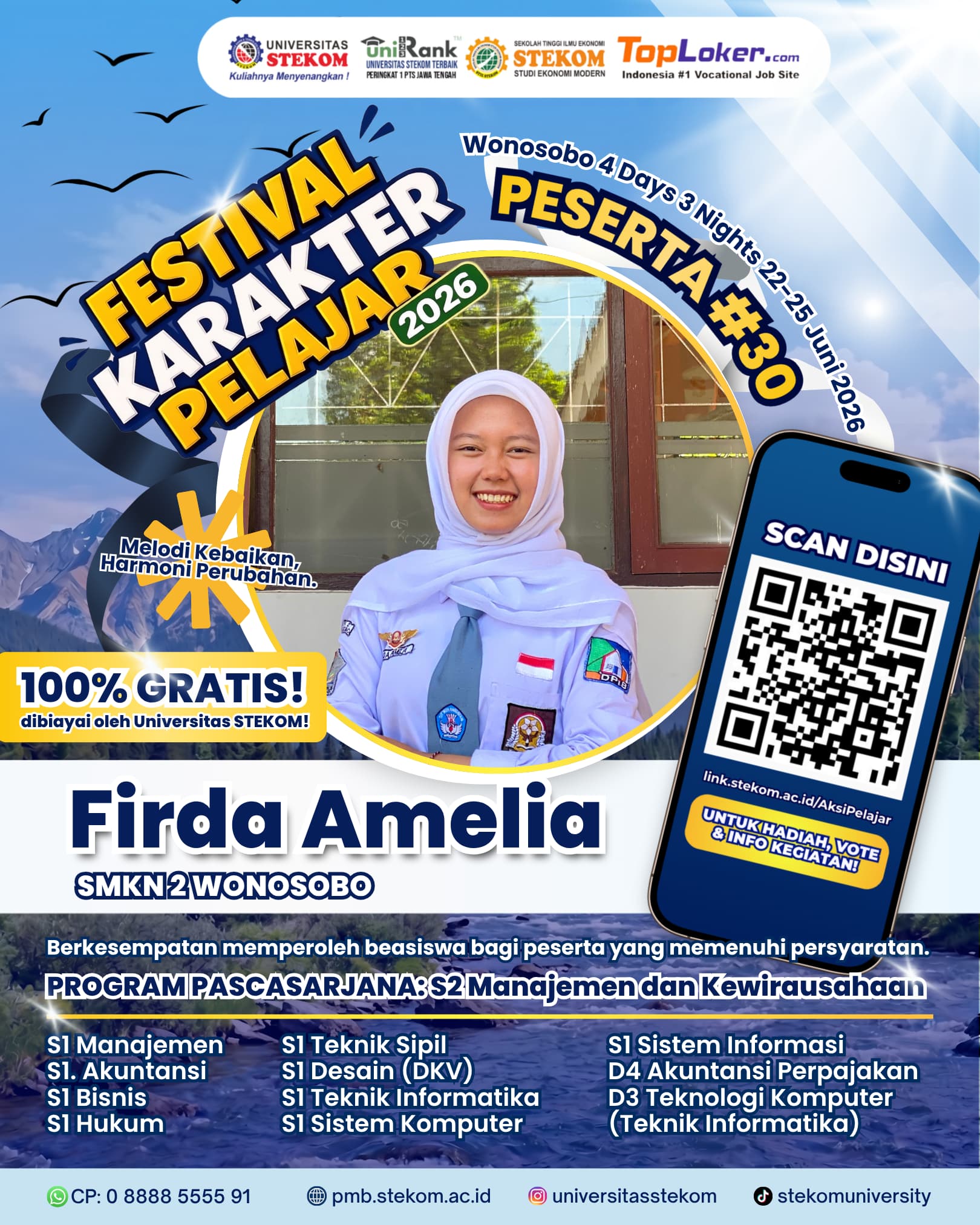 Firda Amelia Tunjukkan Karakter Unggul, Raih Kelolosan pada Festival Karakter Pelajar 2026 di Wonosobo