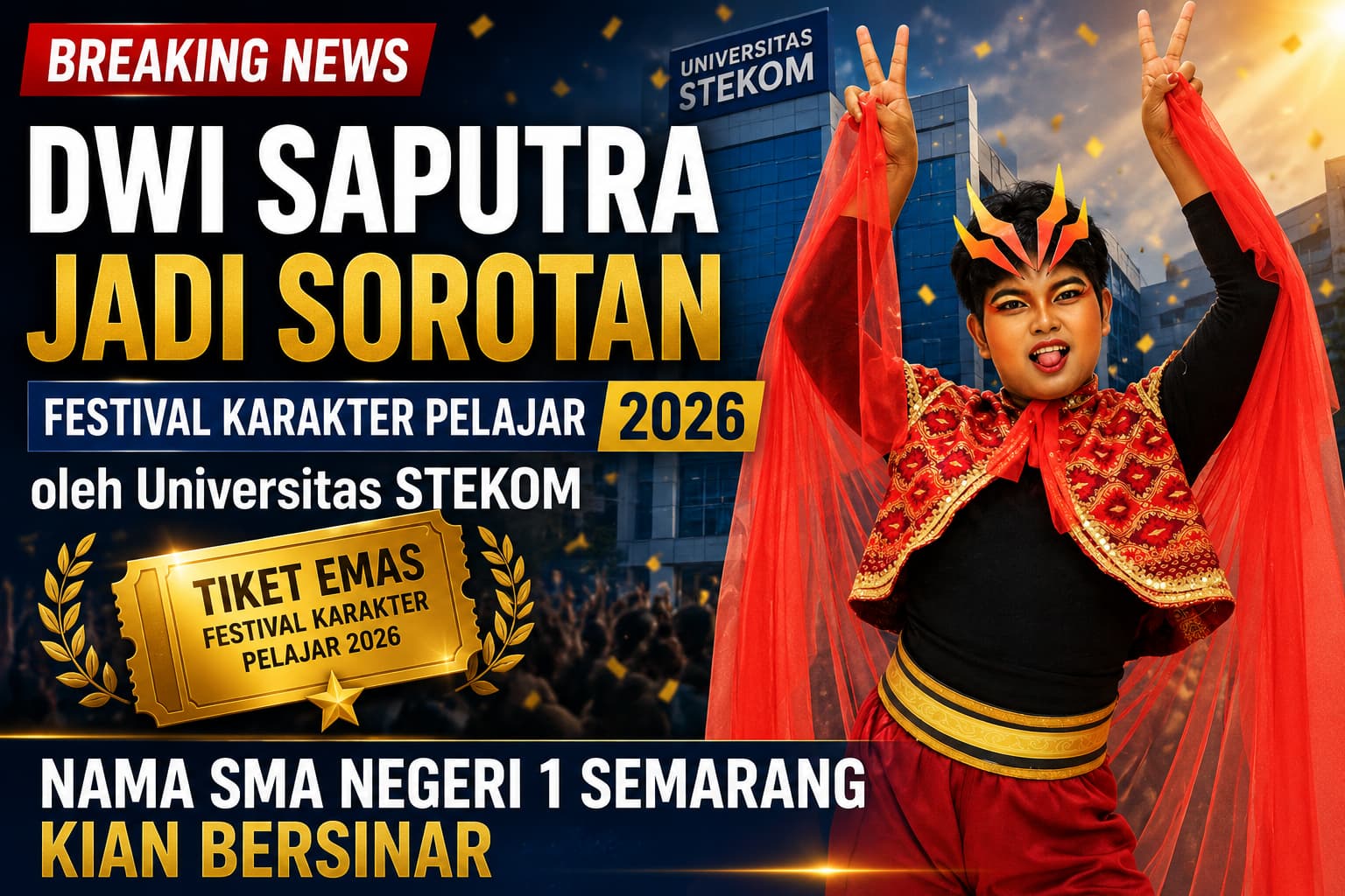 Dwi Saputra Jadi Sorotan di Festival Karakter Pelajar 2026 oleh Universitas STEKOM, Nama SMA Negeri 1 Semarang Kian Bersinar