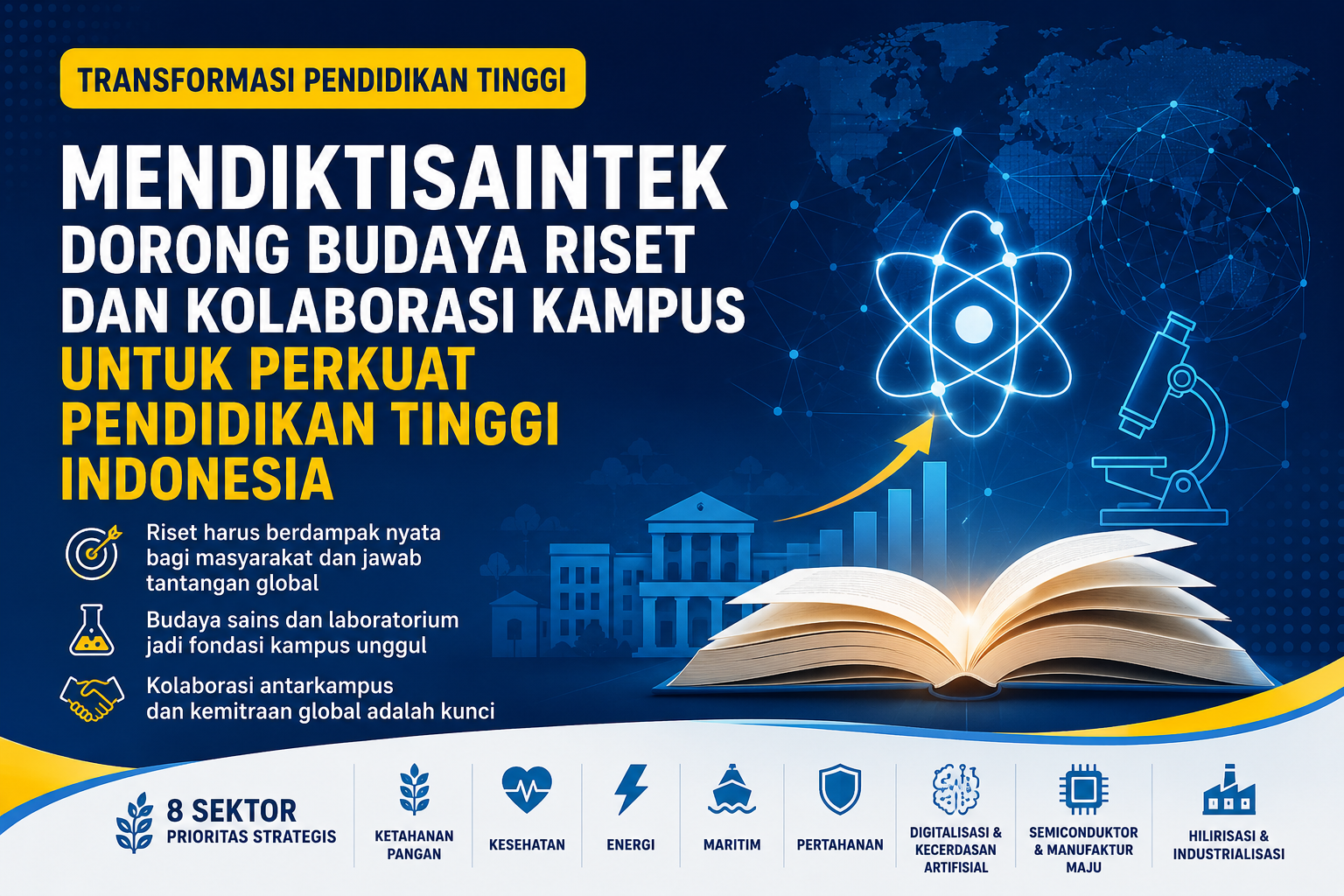 Mendiktisaintek Dorong Budaya Riset dan Kolaborasi Kampus untuk Perkuat Pendidikan Tinggi Indonesia