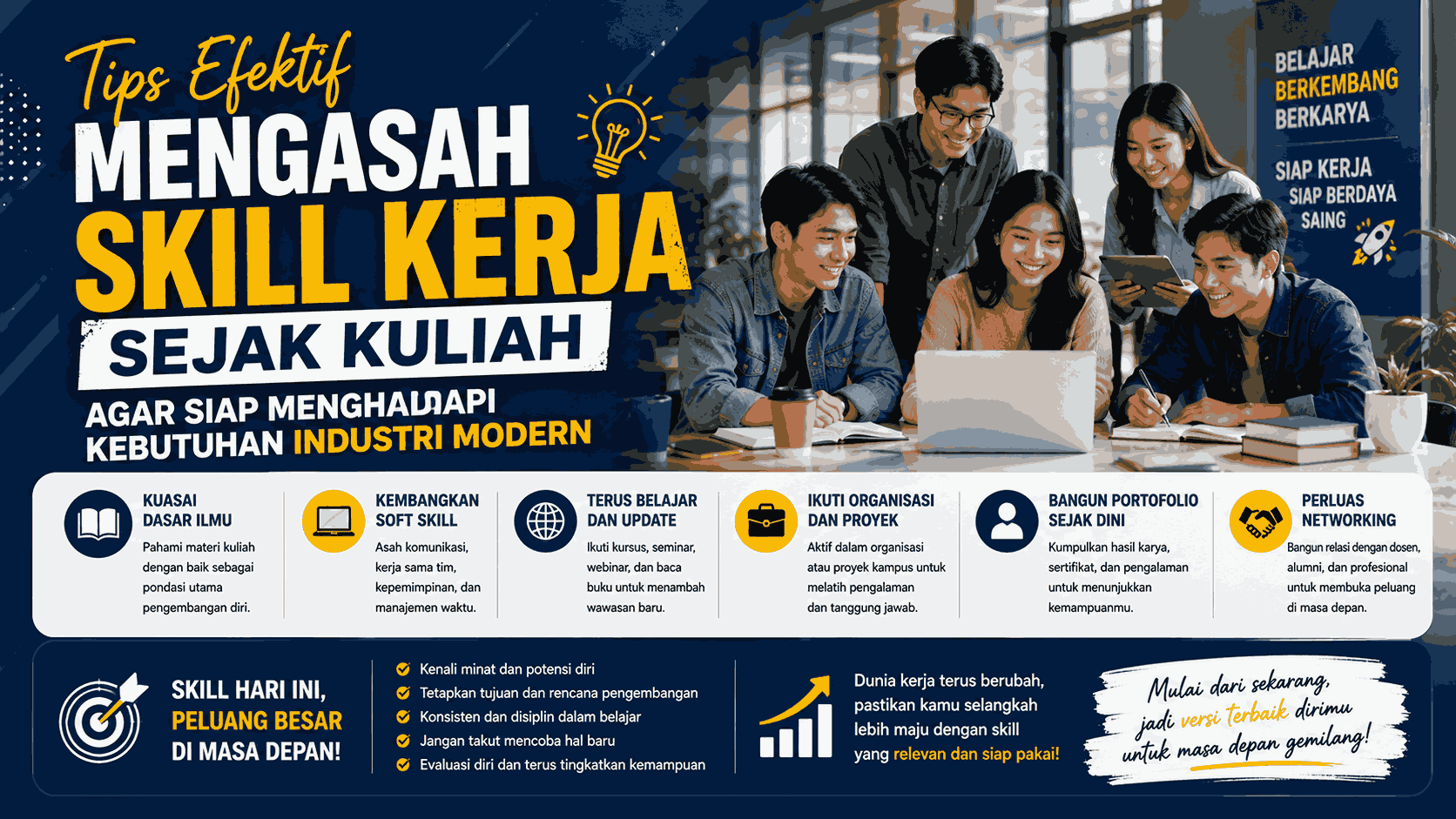 Tips Efektif Mengasah Skill Kerja Sejak Kuliah Agar Siap Menghadapi Kebutuhan Industri Modern
