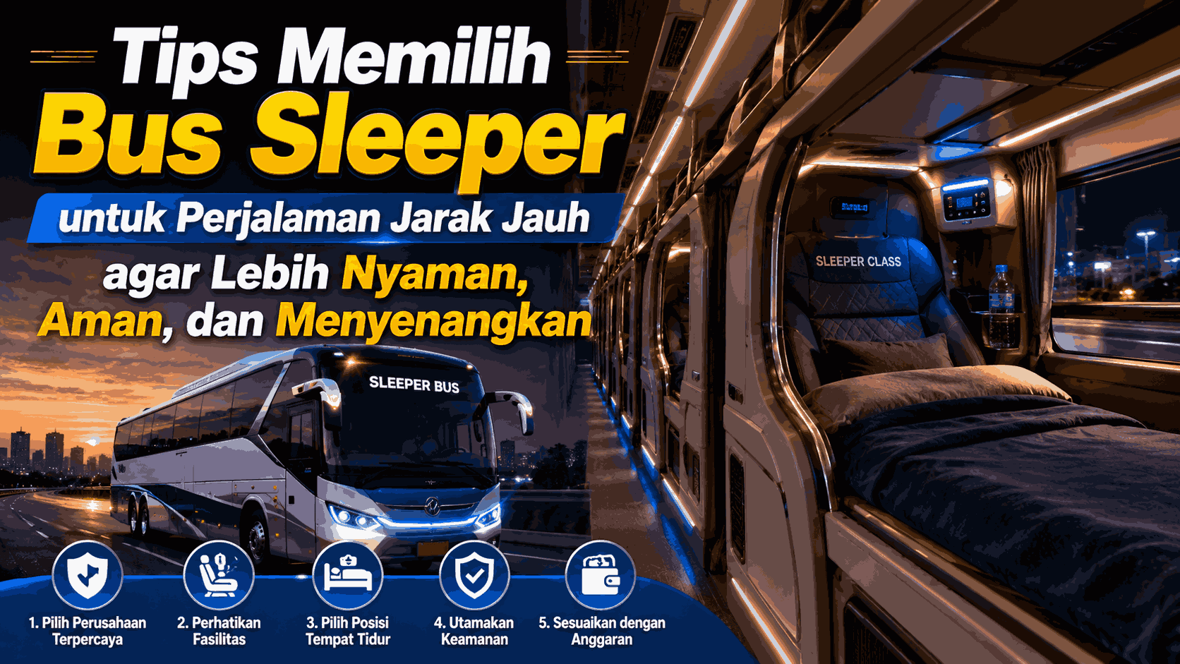 Tips Memilih Bus Sleeper untuk Perjalanan Jarak Jauh agar Lebih Nyaman, Aman, dan Menyenangkan