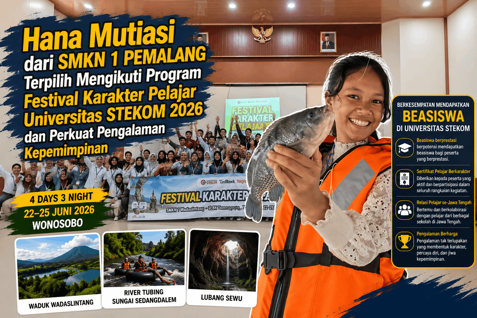 Dzahrotusita Kinaryo Wisanti dari SMKN 1 Pemalang Terpilih Mengikuti Festival Karakter Pelajar Universitas STEKOM 2026, Perkuat Pengalaman Kepemimpinan