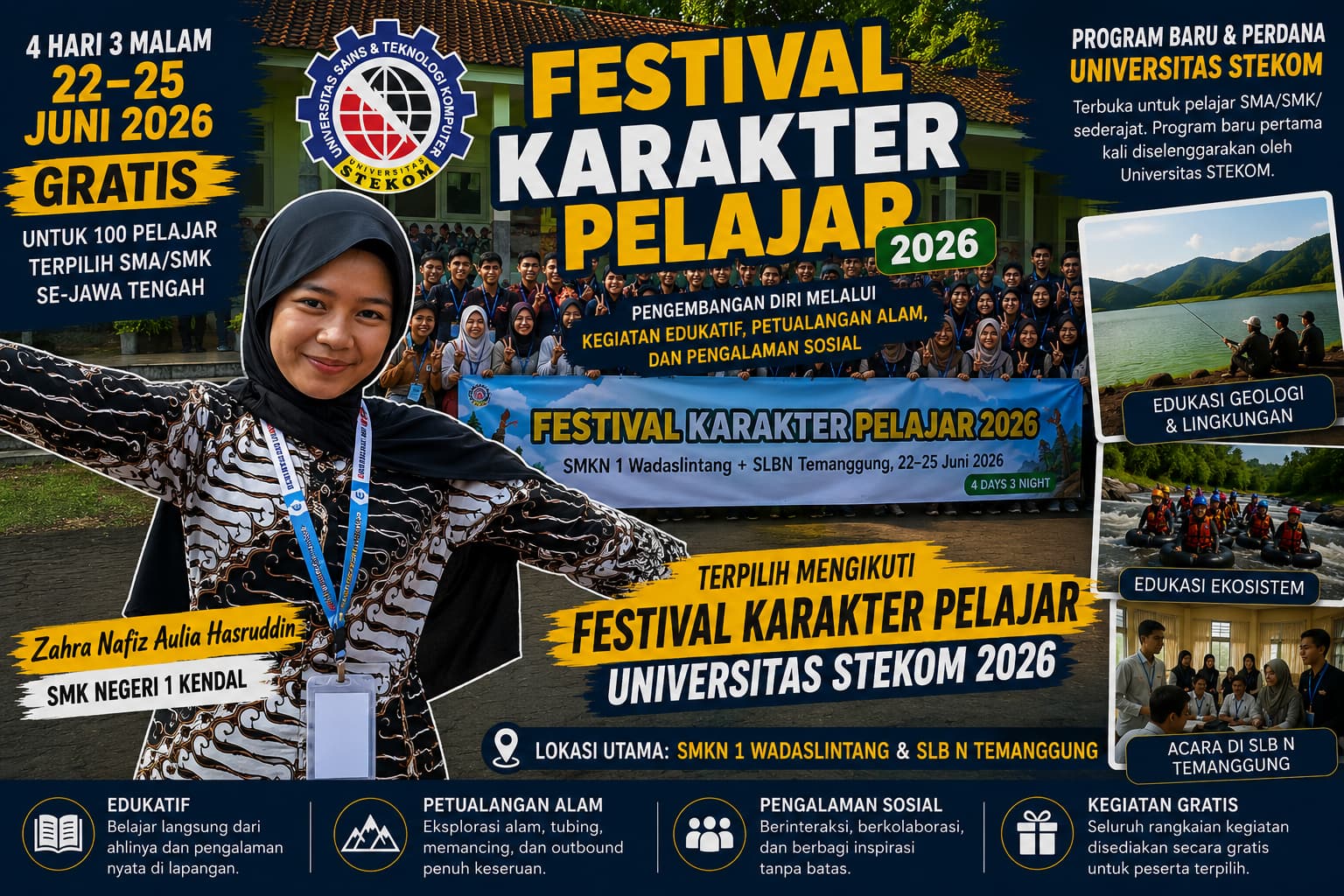 Zahra Nafiz Aulia Hasruddin, Siswi SMK Negeri 1 Kendal, Terpilih Mengikuti Festival Karakter Pelajar Universitas STEKOM 2026