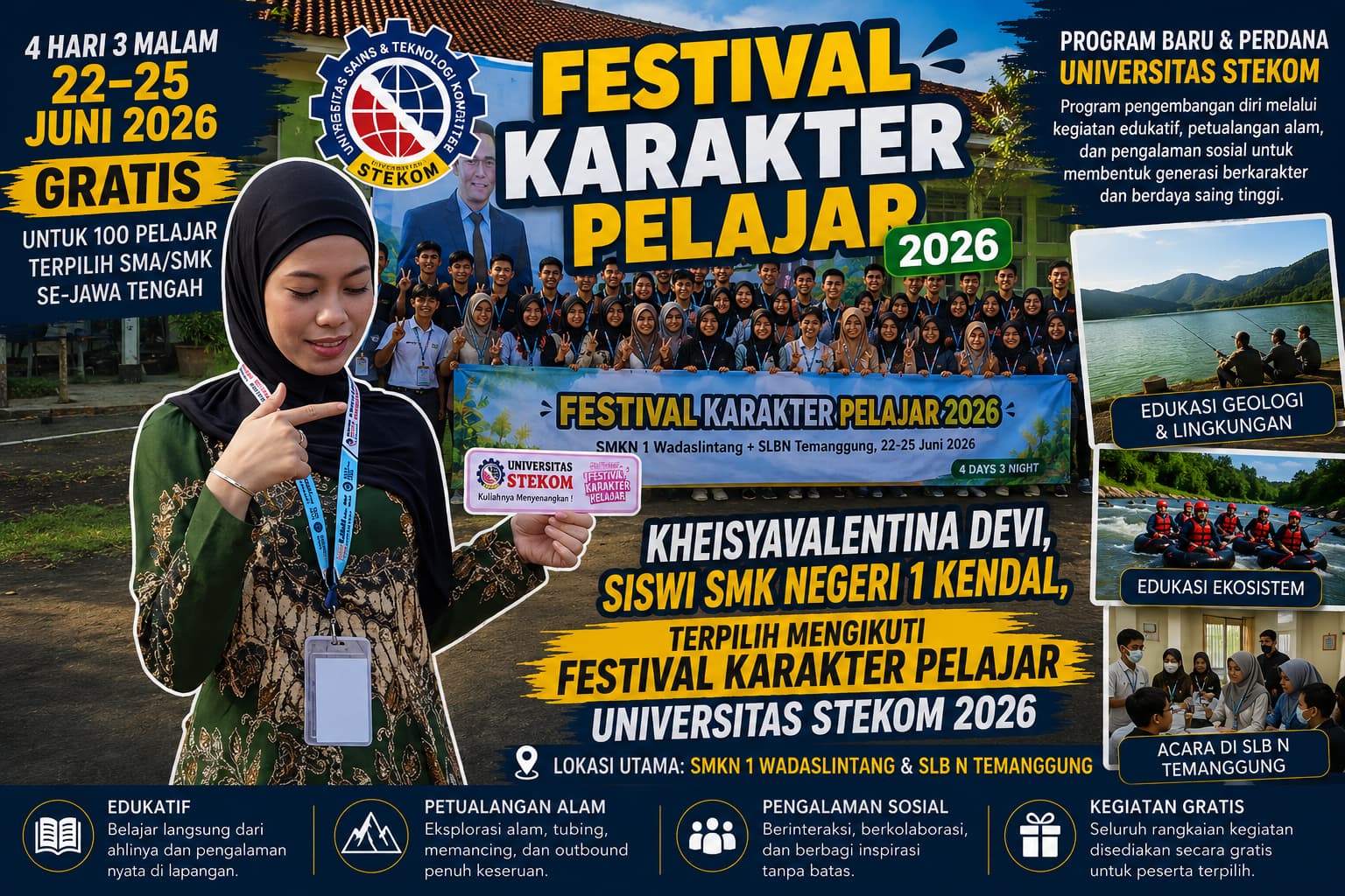 Kheisya Valentina Devi, Siswi SMK Negeri 1 Kendal, Terpilih Mengikuti Festival Karakter Pelajar Universitas STEKOM 2026