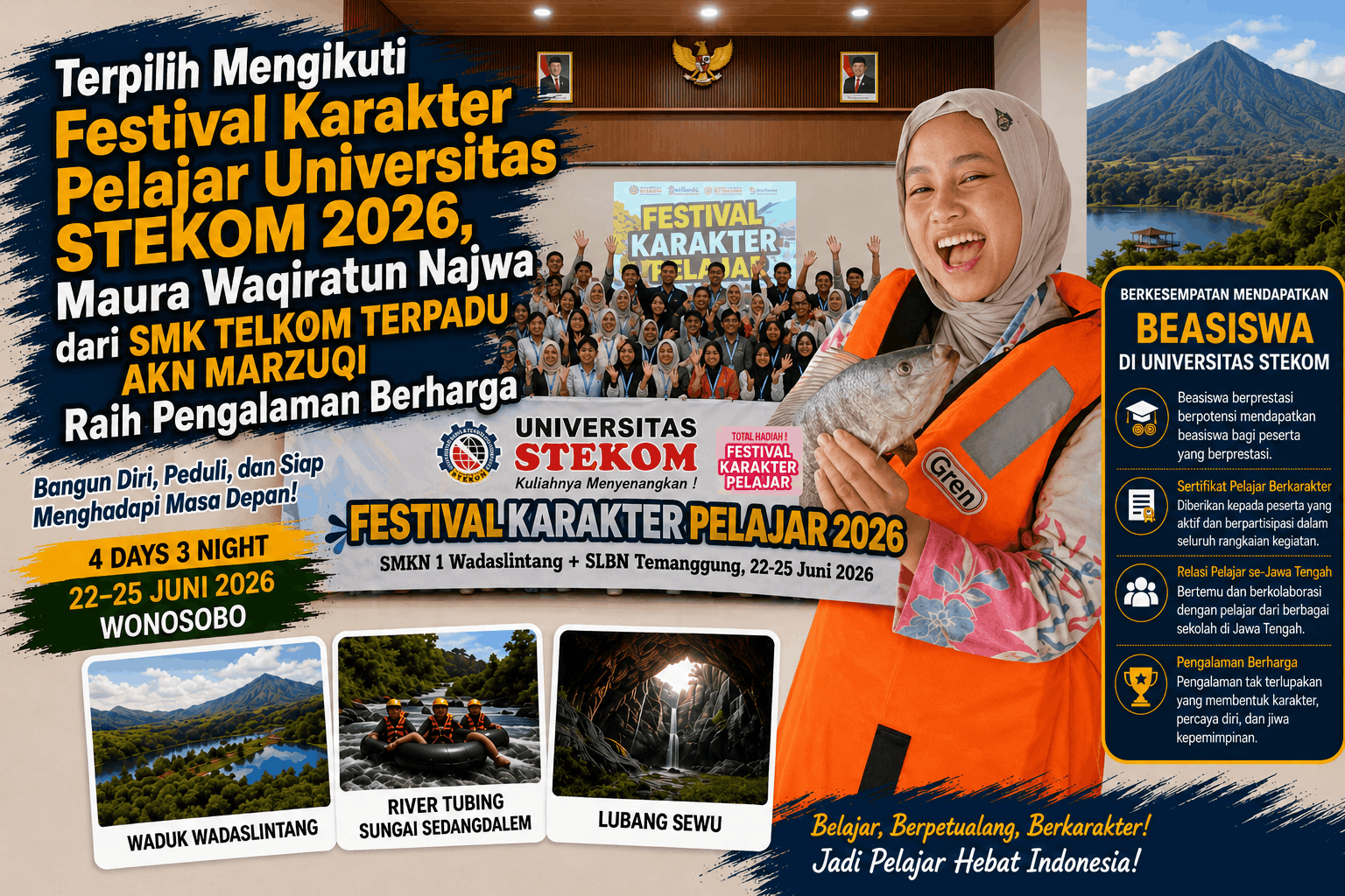 Terpilih Mengikuti Festival Karakter Pelajar Universitas STEKOM 2026, Maura Waqiratun Najwa dari SMK TELKOM TERPADU AKN MARZUQI Raih Pengalaman Berharga