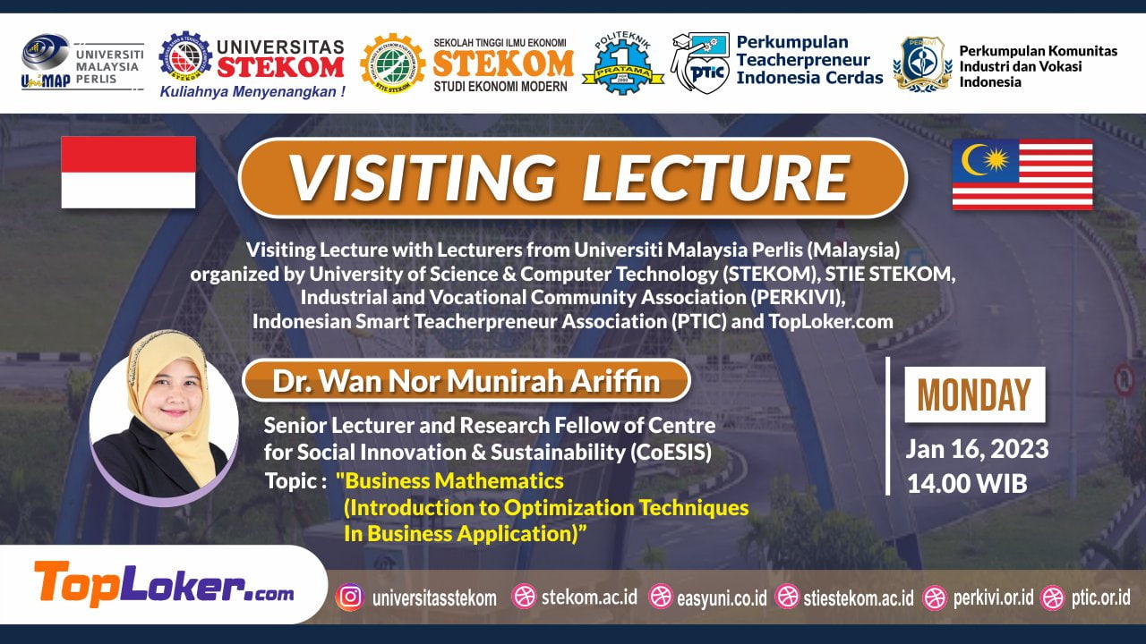 VISITING LECTURE DAY 1 Business Mathematics (Introduction to Optimization Techniques In Business Application)