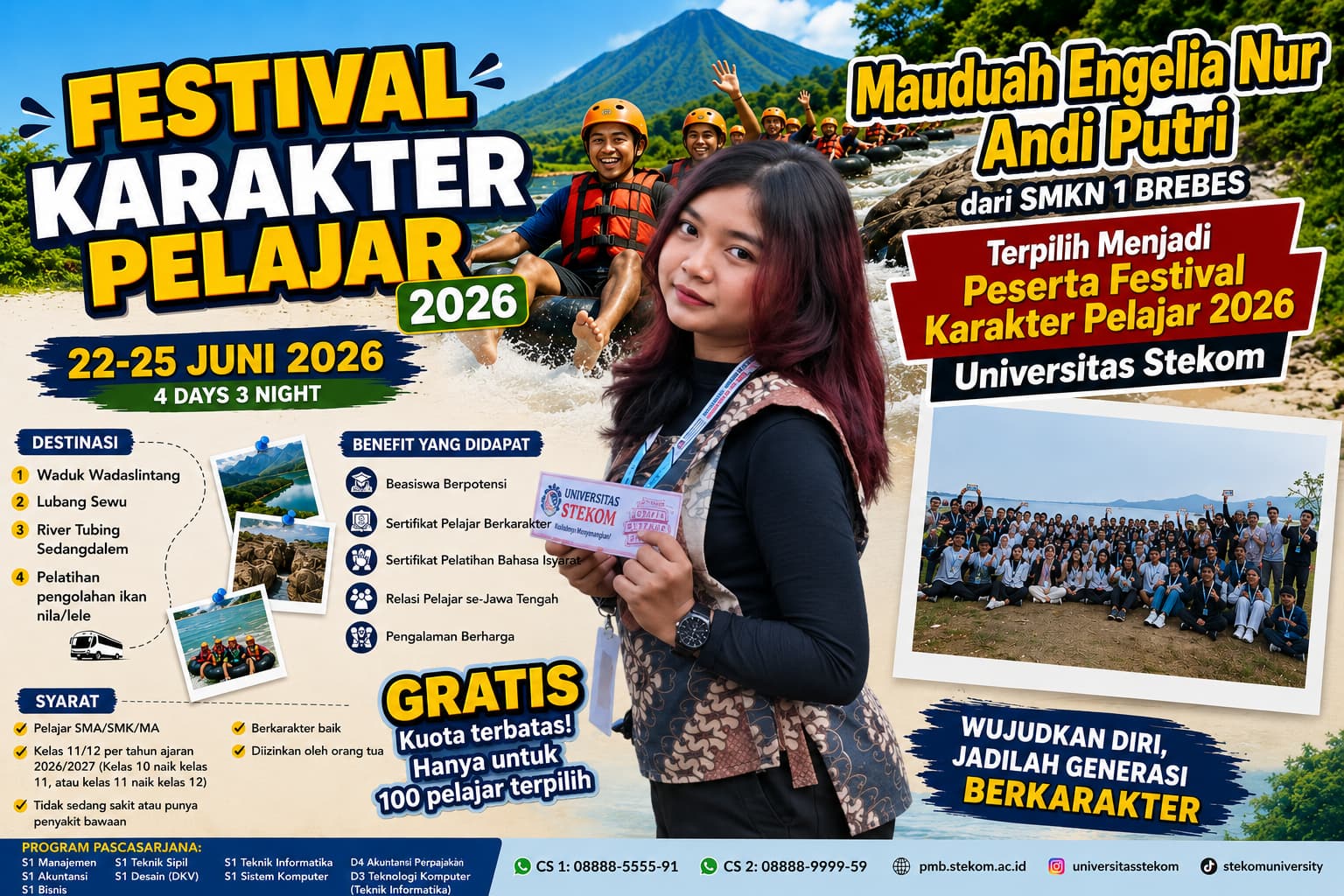 Mauduah Engelia Nur Andi Putri dari SMKN 1 Brebes Terpilih Mengikuti Festival Karakter Pelajar Universitas STEKOM 2026