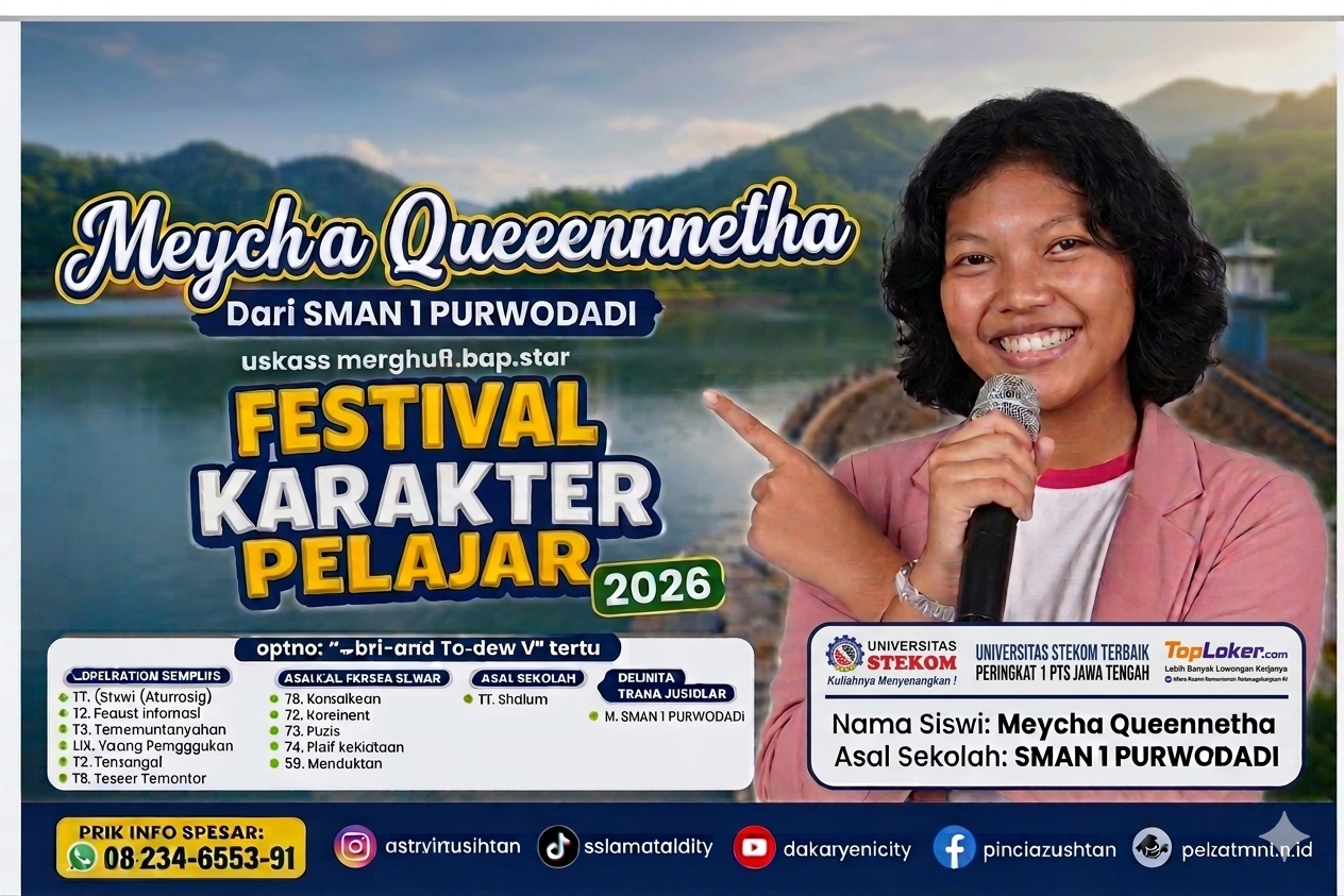 Meycha Queennetha, Siswi SMAN 1 Purwodadi Terpilih Mengikuti Festival Karakter Pelajar Universitas STEKOM 2026