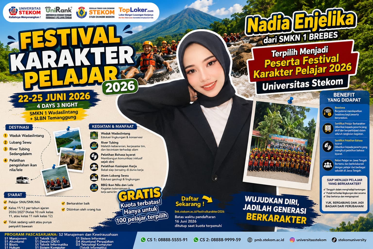 Nadia Enjelika dari SMKN 1 Brebes Terpilih Mengikuti Festival Karakter Pelajar Universitas STEKOM 2026