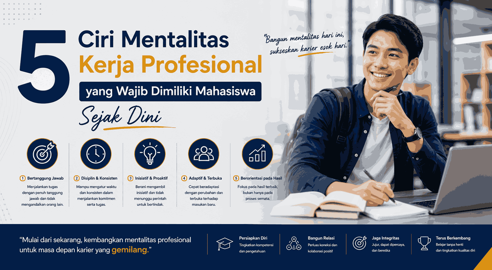 5 Ciri Mentalitas Kerja Profesional yang Wajib Dimiliki Mahasiswa Sejak Dini
