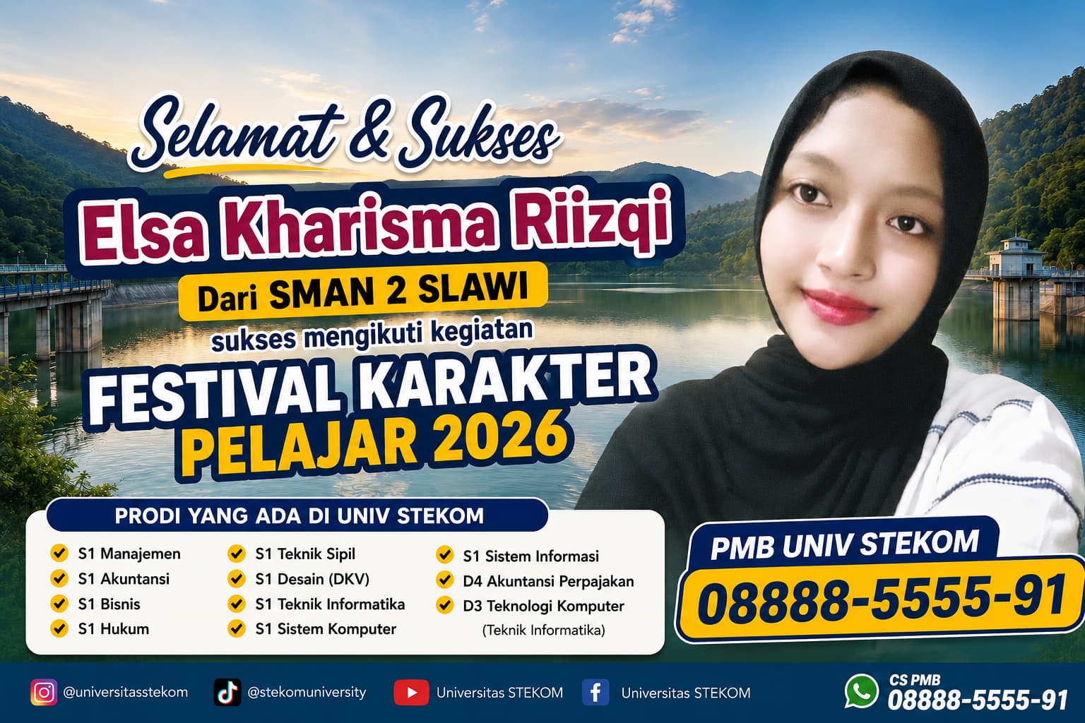Elsa Kharisma Rizqi dari SMAN 2 Slawi Terpilih Mengikuti Festival Karakter Pelajar Universitas STEKOM 2026