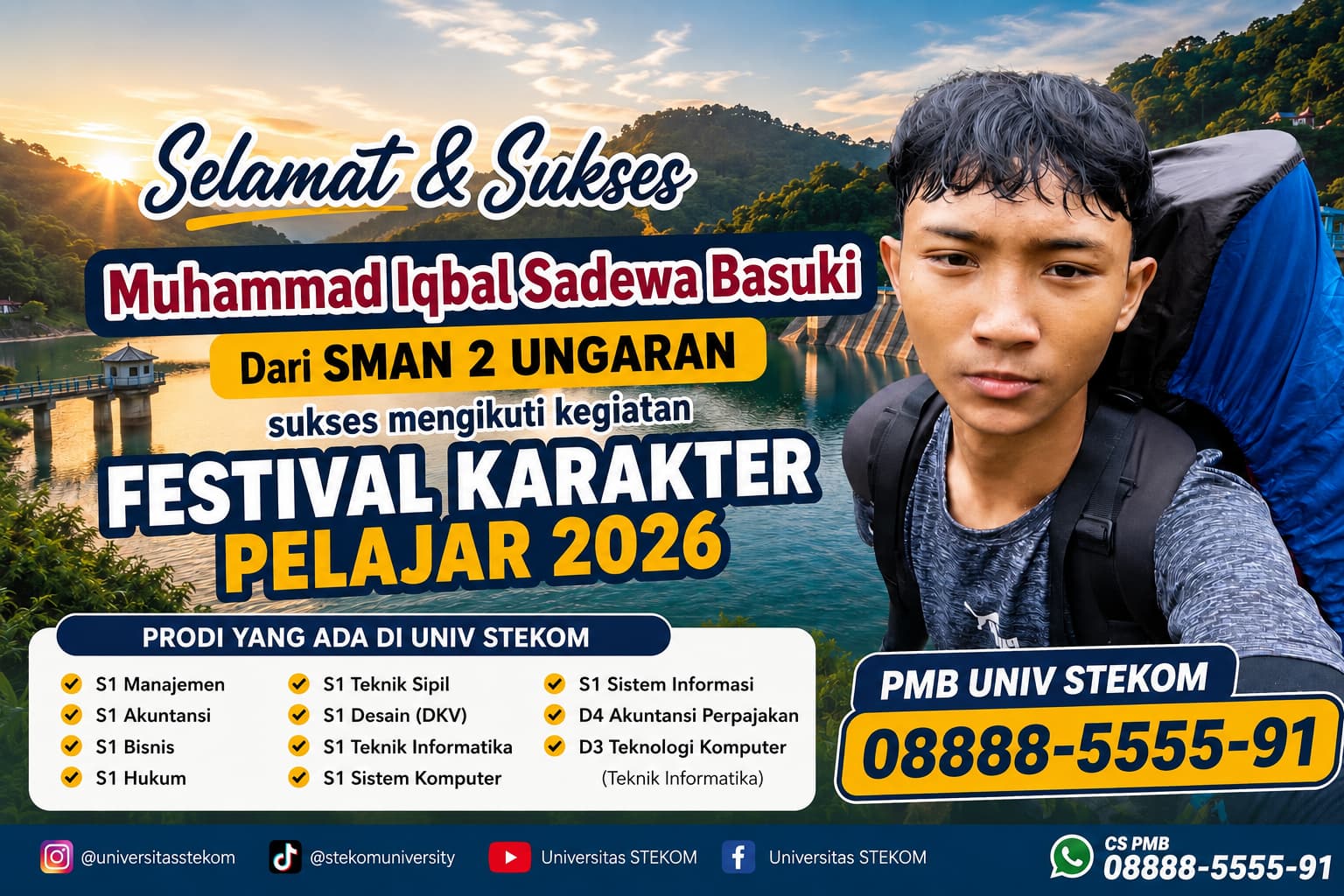 Muhammad Iqbal Sadewa Basuki dari SMAN 2 UNGARAN Terpilih Mengikuti Festival Karakter Pelajar Universitas STEKOM 2026