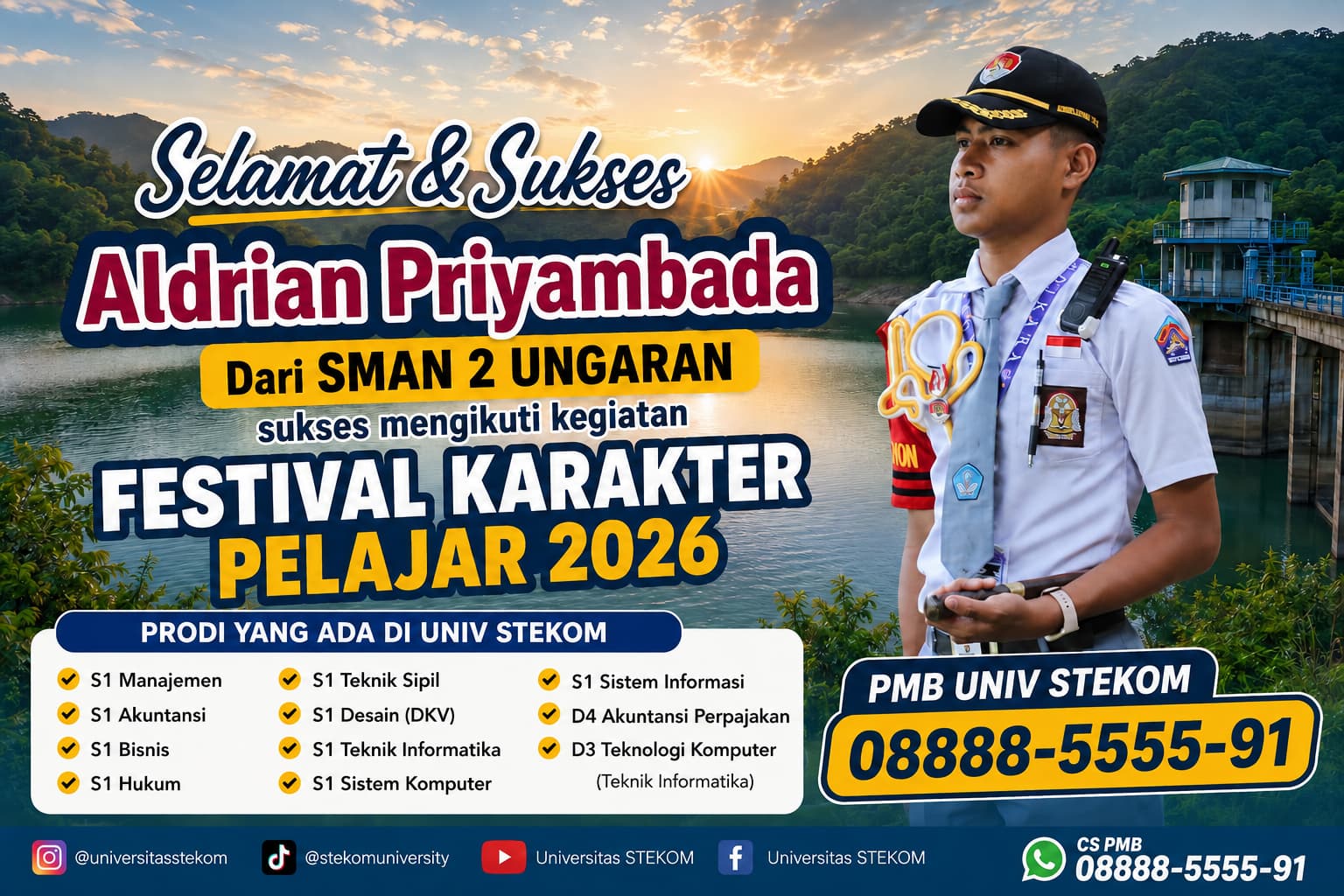 Aldrian Priyambada dari SMAN 2 UNGARAN Terpilih Mengikuti Festival Karakter Pelajar Universitas STEKOM 2026