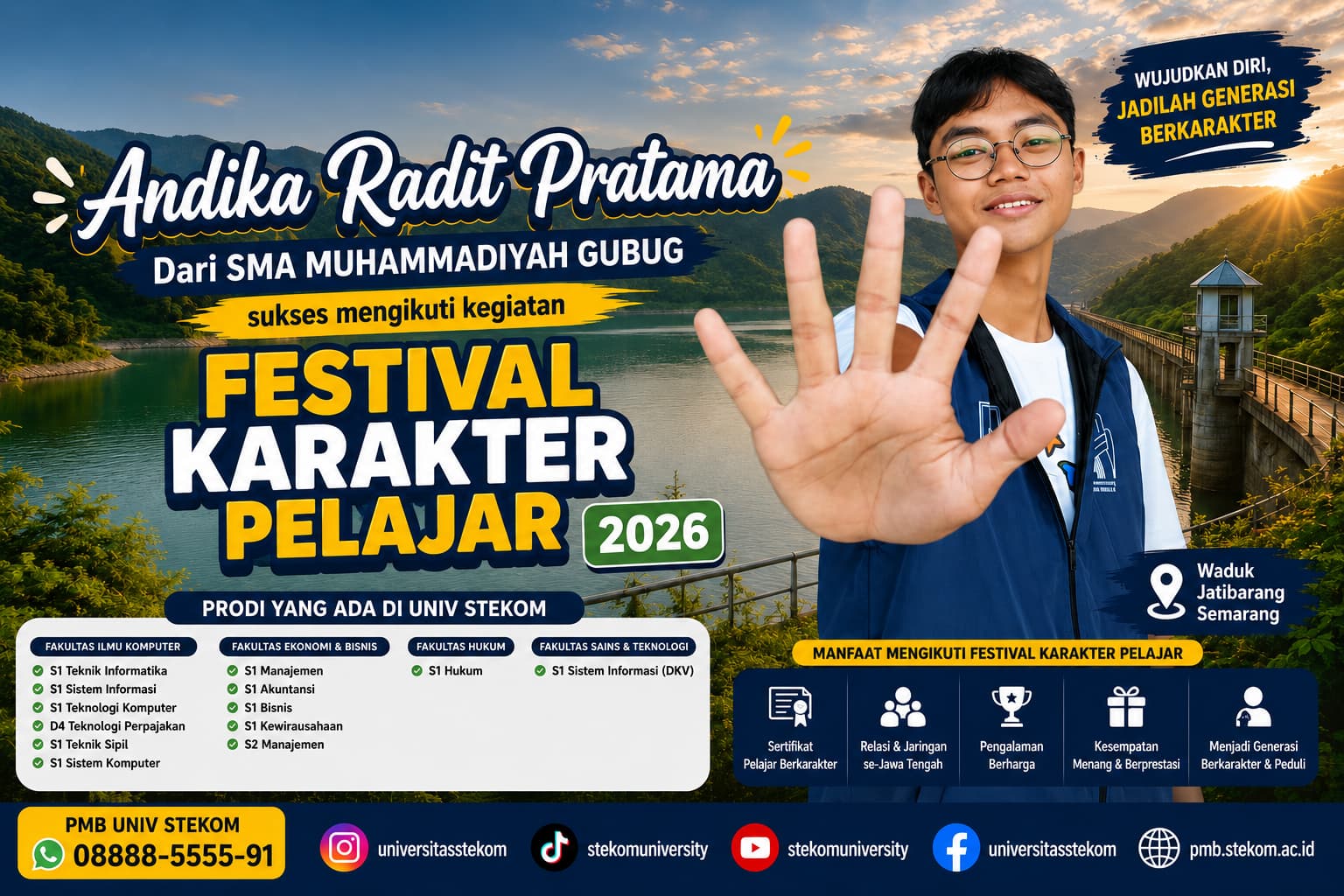 Andika Radit Pratama dari SMA MUHAMMADIYAH GUBUG Terpilih Mengikuti Festival Karakter Pelajar Universitas STEKOM 2026