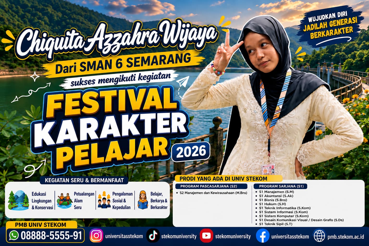 Chiquita Azzahra Wijaya dari SMAN 6 Semarang Terpilih Mengikuti Festival Karakter Pelajar Universitas STEKOM 2026