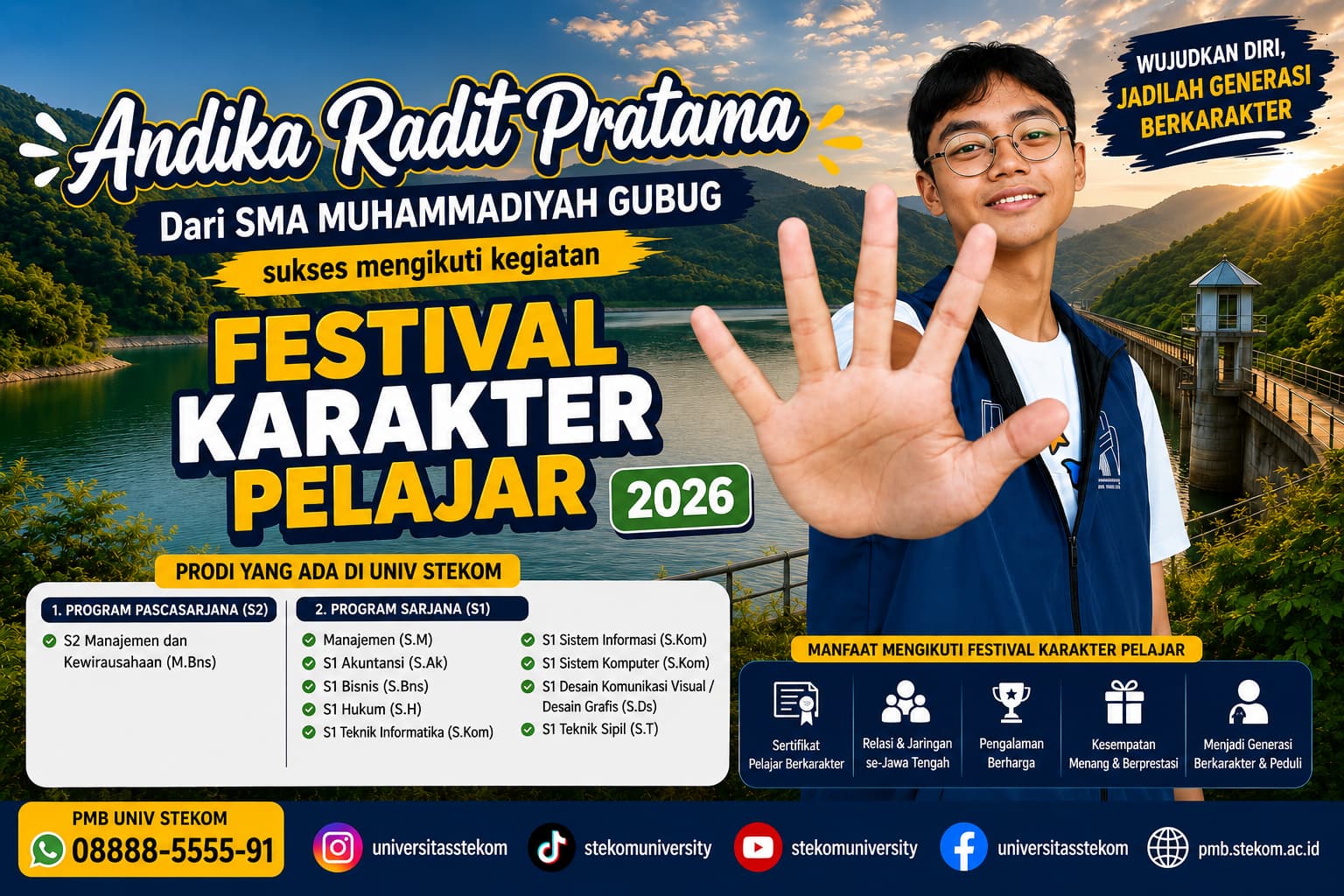 Andika Radit Pratama dari SMA MUHAMMADIYAH GUBUG Terpilih Mengikuti Festival Karakter Pelajar Universitas STEKOM 2026