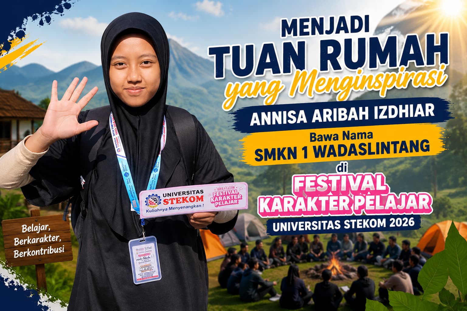 Menjadi Tuan Rumah yang Menginspirasi, Annisa Aribah Izdihar Bawa Nama SMKN 1 WADASLINTANG di Festival Karakter Pelajar Universitas STEKOM 2026