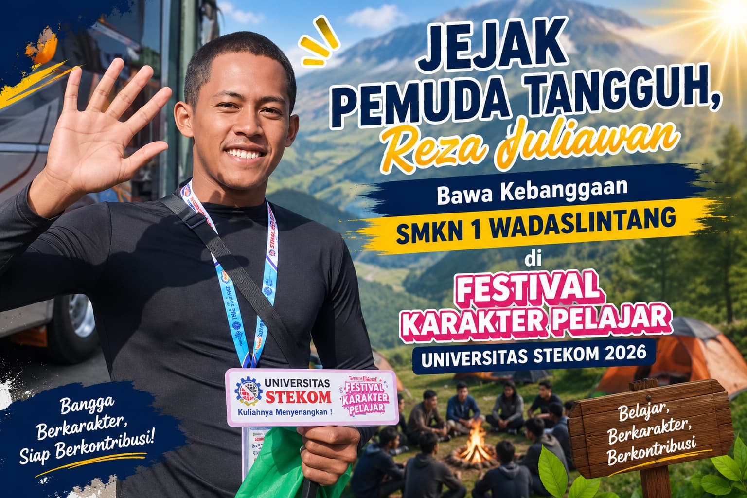 Jejak Pemuda Tangguh, Reza Juliawan Bawa Kebanggaan SMKN 1 WADASLINTANG di Festival Karakter Pelajar Universitas STEKOM 2026