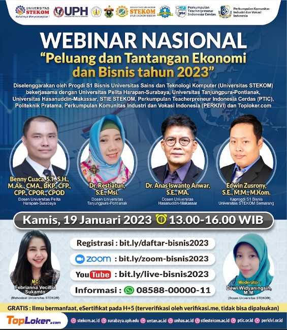 WEBINAR NASIONAL Peluang dan Tantangan Ekonomi dan Bisnis tahun 2023