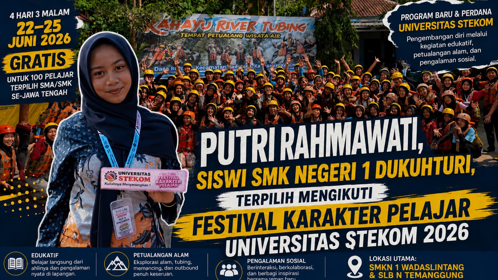 Putri Rahmawati, Siswi SMK Negeri 1 Dukuhturi, Terpilih Mengikuti Festival Karakter Pelajar Universitas STEKOM 2026