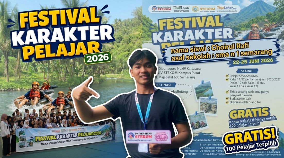 Choirul Raf dari SMAN 1 Semarang Terpilih Mengikuti Festival Karakter Pelajar Universitas STEKOM 2026 yang Menginspirasi