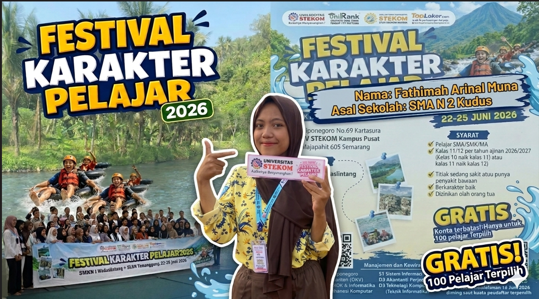 Fathimah Arinal Muna dari SMAN 2 Kudus Terpilih Mengikuti Program Kegiatan Festival Karakter Pelajar Universitas STEKOM 2026