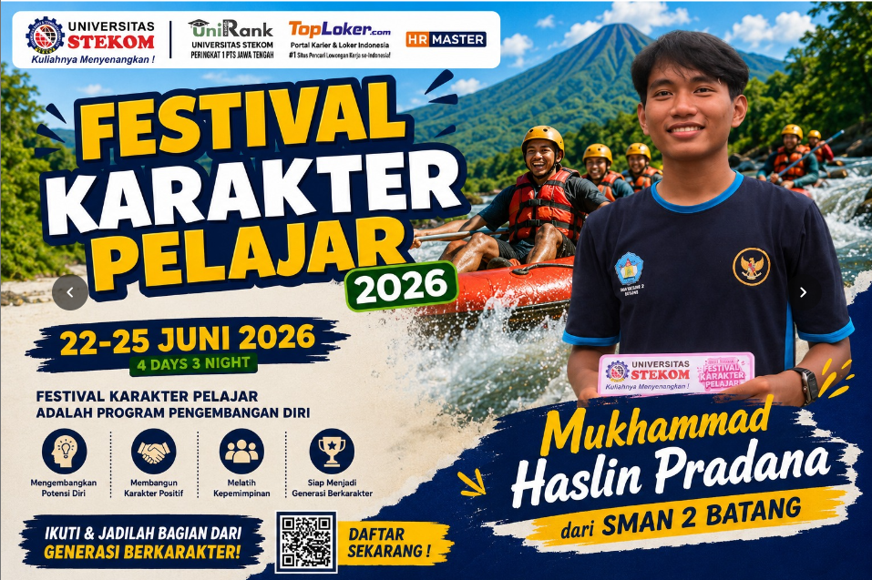 Mukhammad Haslin Pradana dari SMAN 2 Batang Terpilih Mengikuti Program Kegiatan Festival Karakter Pelajar Universitas STEKOM 2026