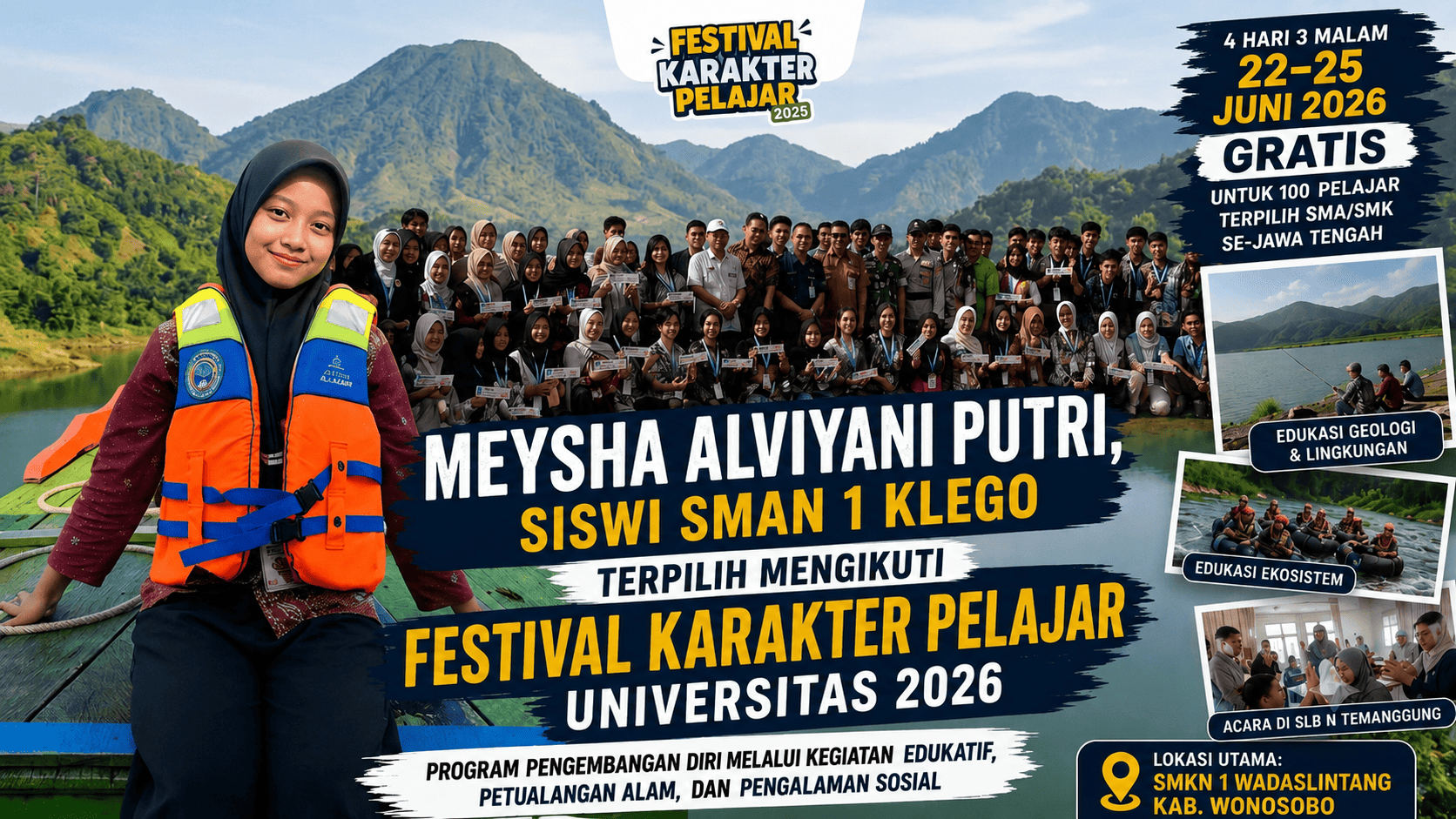 Meysha Alviyani Putri dari SMAN 1 Klego Terpilih Mengikuti Festival Karakter Pelajar Universitas STEKOM 2026