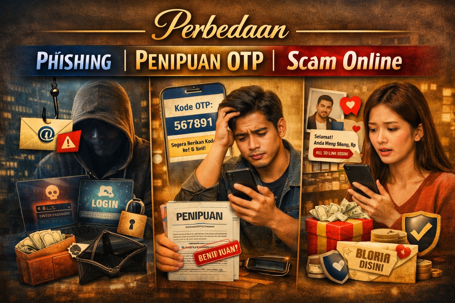 Perbedaan Phishing Penipuan OTP dan Scam Online