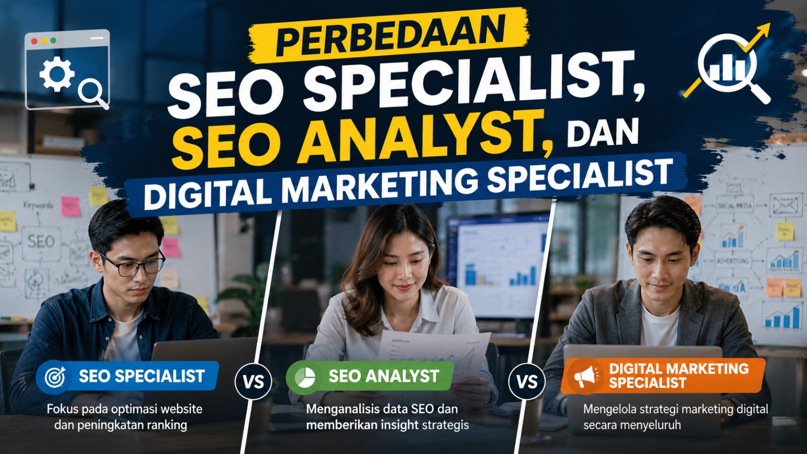 Perbedaan SEO Specialist, SEO Analyst, dan Digital Marketing Specialist