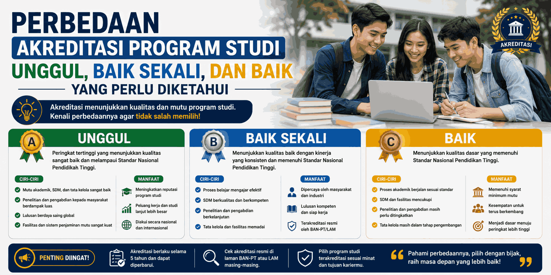 Perbedaan Akreditasi Program Studi Unggul, Baik Sekali, dan Baik yang Perlu Diketahui
