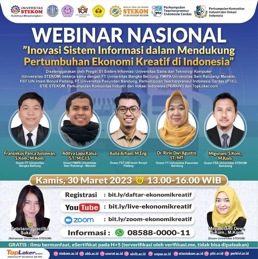 WEBINAR NASIONAL Inovasi Sistem Informasi dalam Mendukung Pertumbuhan Ekonomi Kreatif di Indonesia