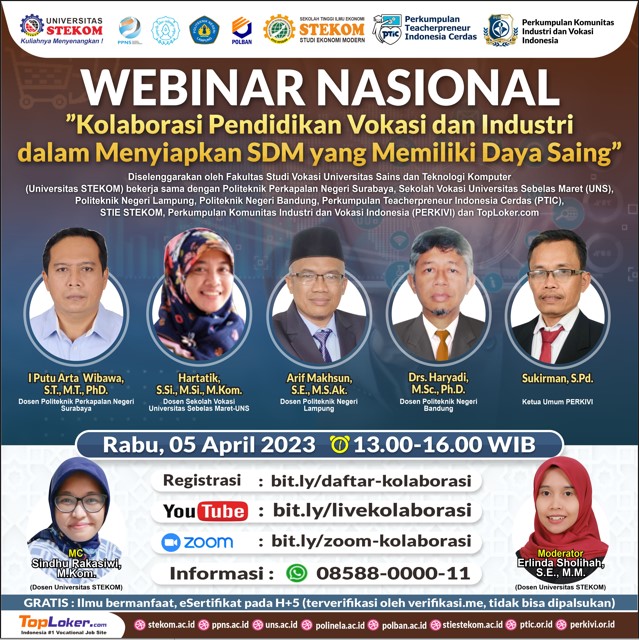 WEBINAR NASIONAL Kolaborasi Pendidikan Vokasi dan Industri dalam Menyiapkan SDM yang Memiliki Daya Saing