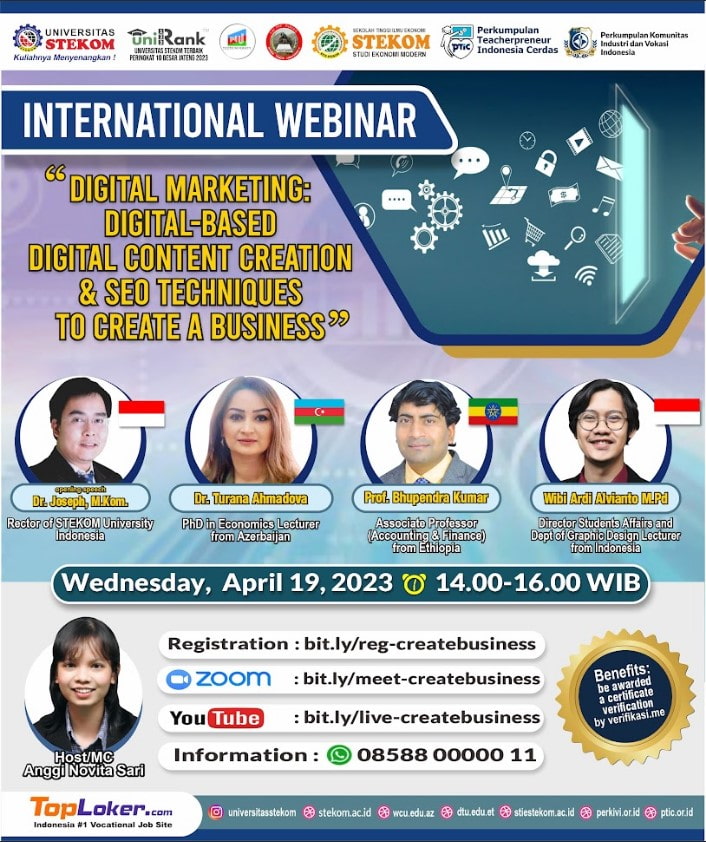 INTERNATIONAL WEBINAR Digital Marketing: Digital -Based Digital Content Creator & Seo Techniques to Create a Business