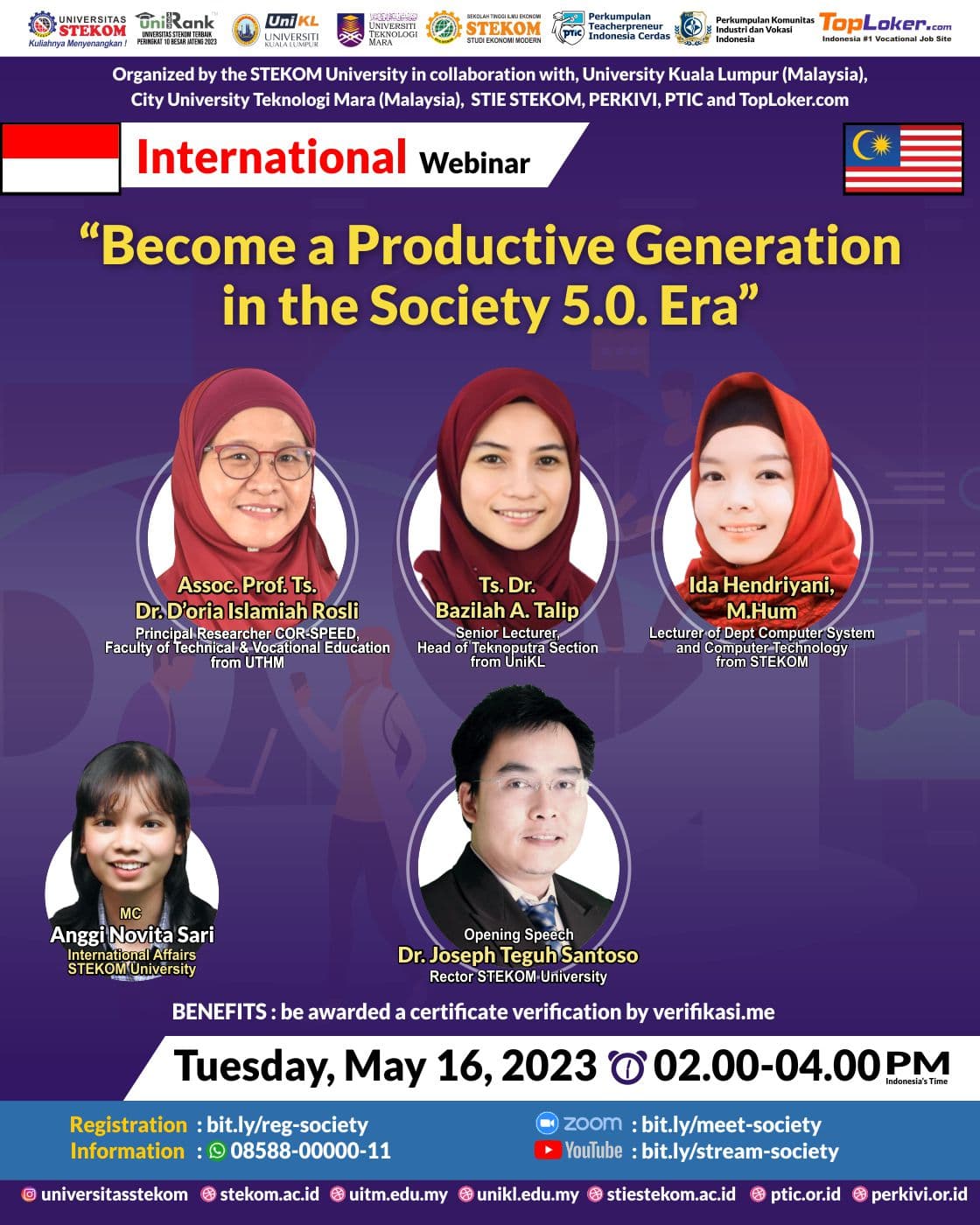 INTERNATIONAL WEBINAR Become a Productive Generation in the Society 5.0. Era