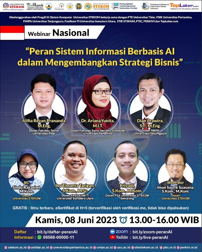 WEBINAR NASIONAL Peran Siste, Informasi Berbasis AI dalam  Mengembangkan Strategi Bisnis