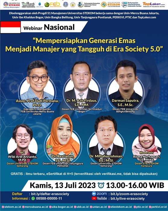 WEBINAR NASIONAL Mempersiapkan Generasi Emas Manjadi Manajer yang Tangguh di Era Society 5.0