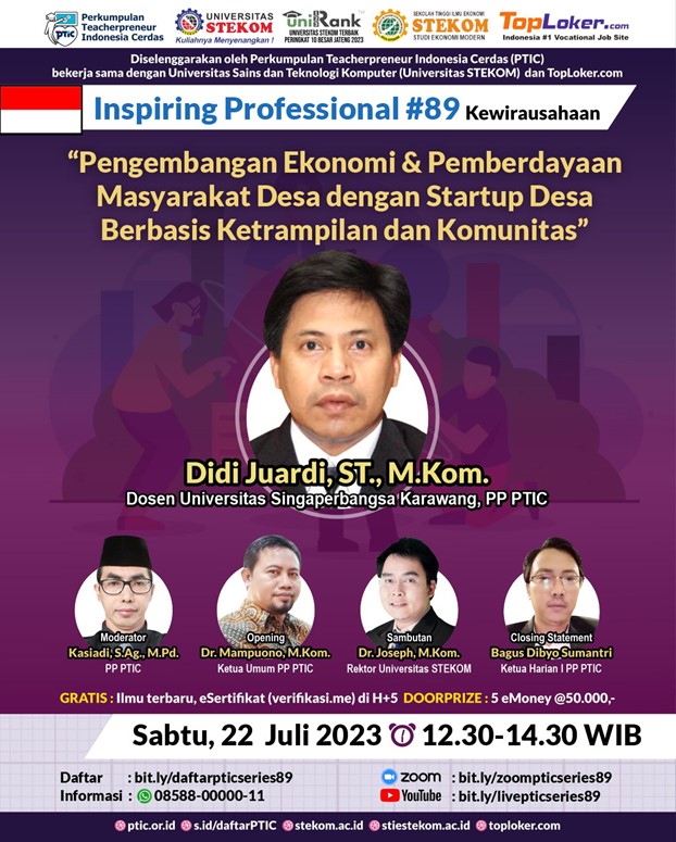 INSPIRING PROFESSIONAL Pengembangan Ekonomi & Pemberdayaan Masyarakat Desa dengan Startup Desa Berbasis Ketrampilan danKomunitas.