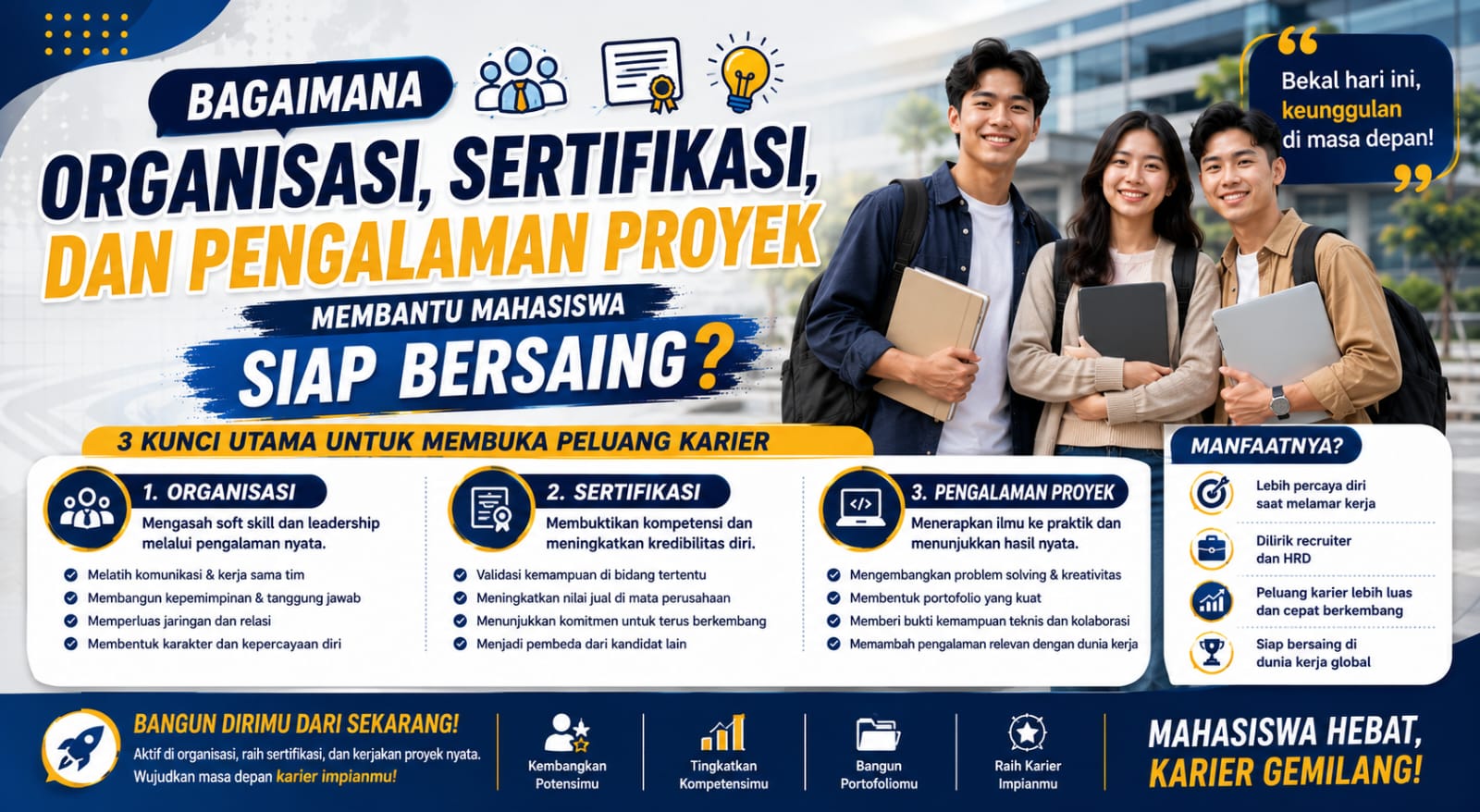 Bagaimana Organisasi, Sertifikasi, dan Pengalaman Proyek Membantu Mahasiswa Siap Bersaing?