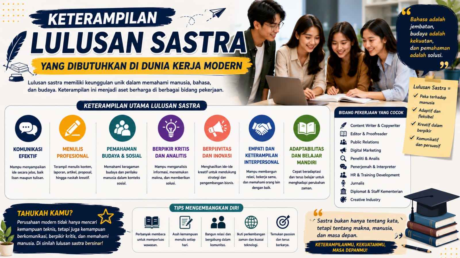 Keterampilan Lulusan Sastra yang Dibutuhkan di Dunia Kerja Modern