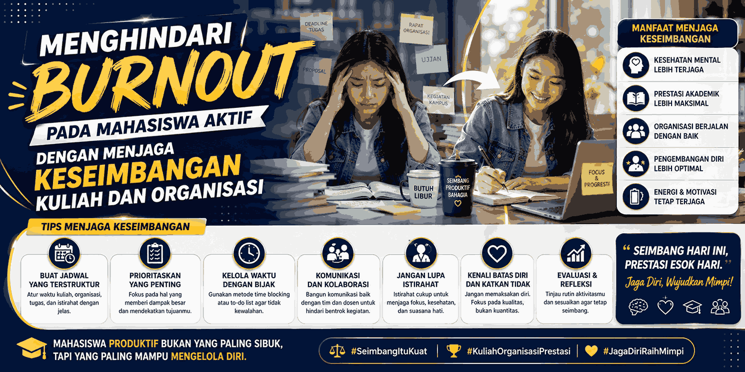 Menghindari Burnout pada Mahasiswa Aktif dengan Menjaga Keseimbangan Kuliah dan Organisasi