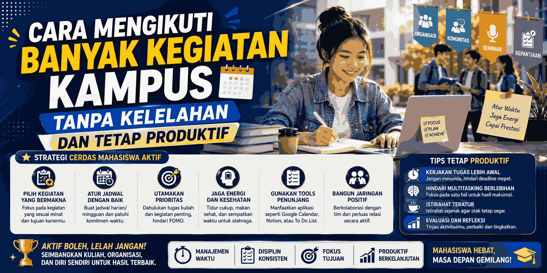 Cara Mengikuti Banyak Kegiatan Kampus Tanpa Merasa Kelelahan dan Tetap Produktif
